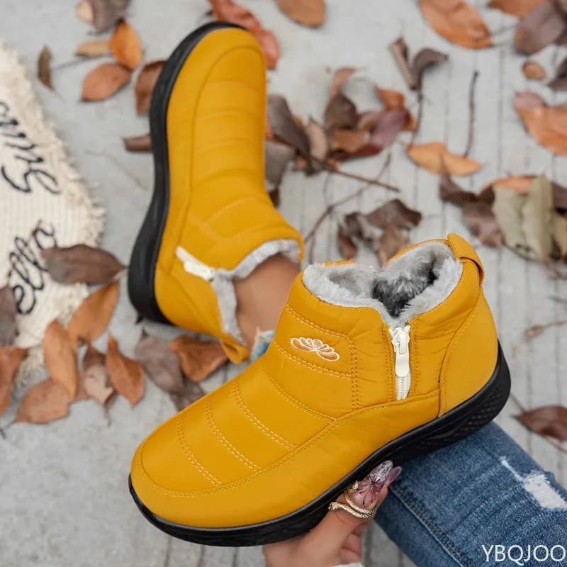 Bottes neige semelle épaisse velours épaissi 2024 unisexe plate large coton hiver pêche