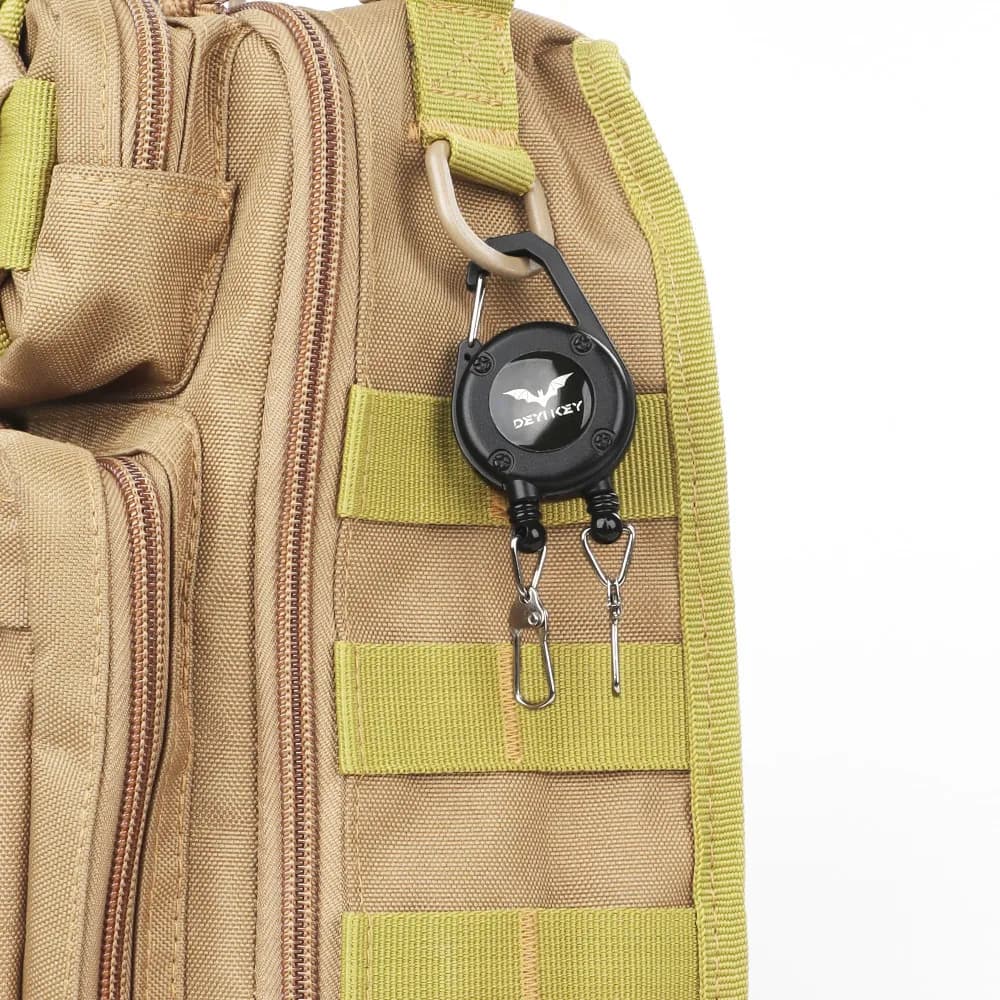 Boucle double pêche à clip télescopique, mousqueton porte-badge et porte-clés facile à tirer