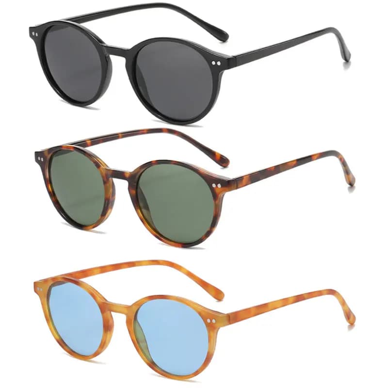 Lunettes de pêche polarisées rondes rétro - Protection UV400 avec cadre léopard tendance