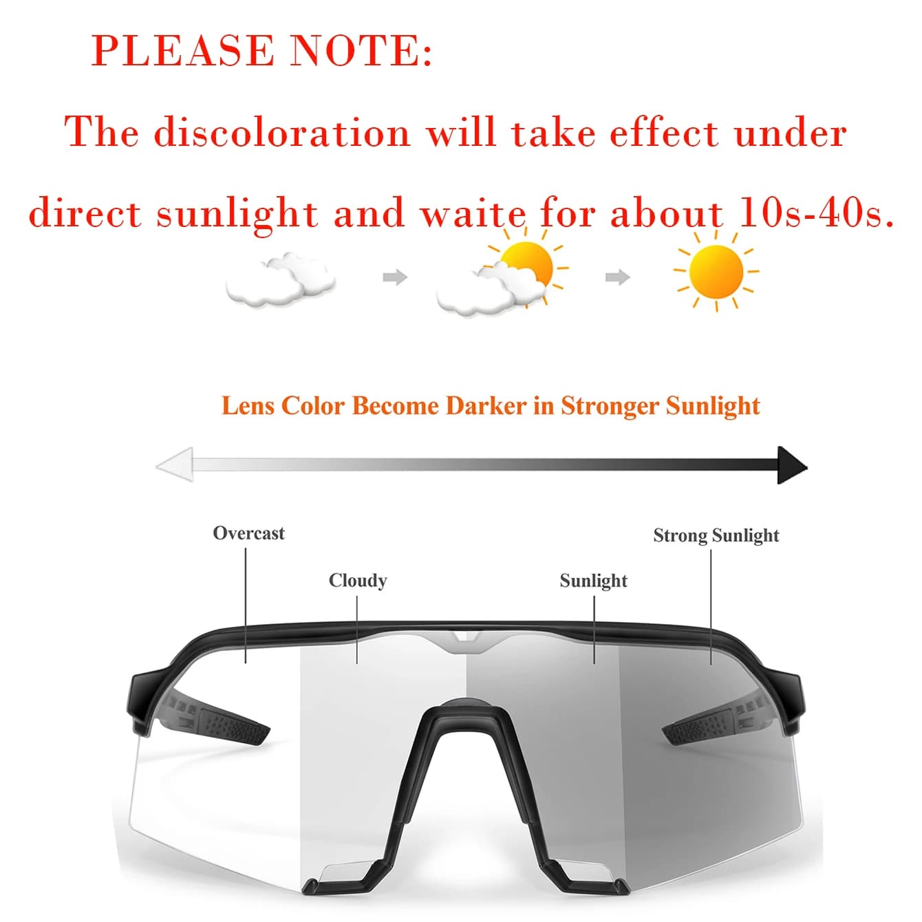 Lunettes photochromiques pour pêche et vélo - Hommes et femmes - Protection vent et UV400