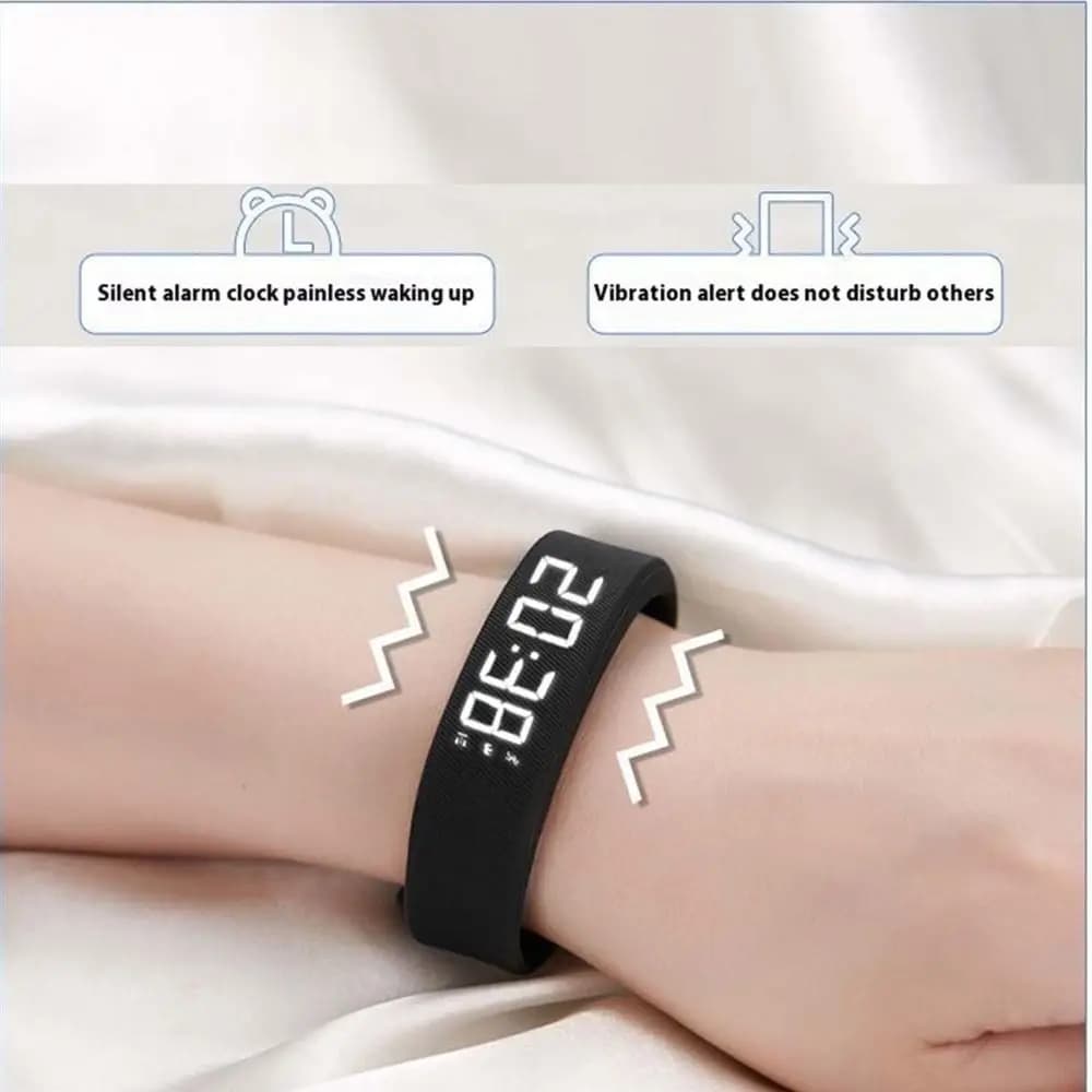 Bracelet réveil numérique LED avec podomètre - Alarmes vibrantes et étanche pour activités sportives