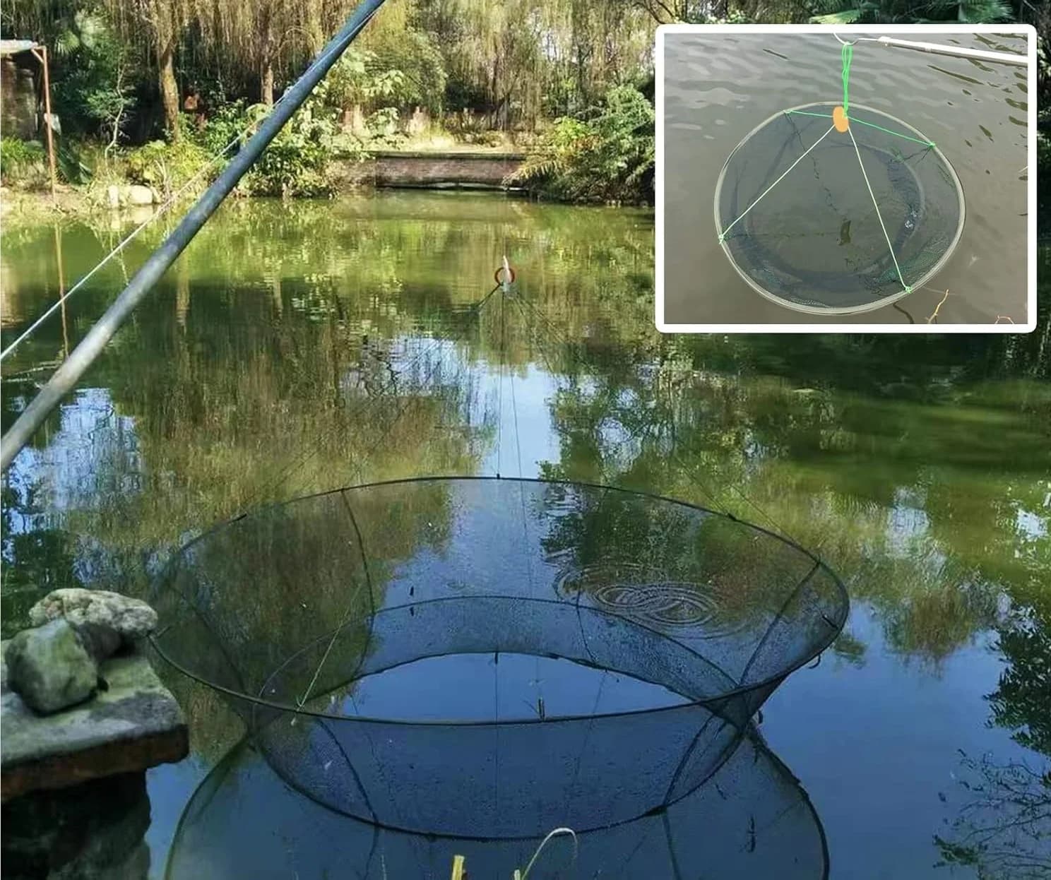 Grande épuisette pliante 80/100cm pour poissons appâts crevettes - Filet de réception pour étang réservoir