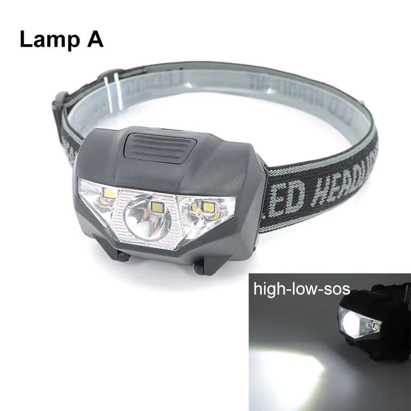Petite lampe frontale 3 LED avec piles AA AAA et lumière rouge pour pêche, randonnée et camping léger