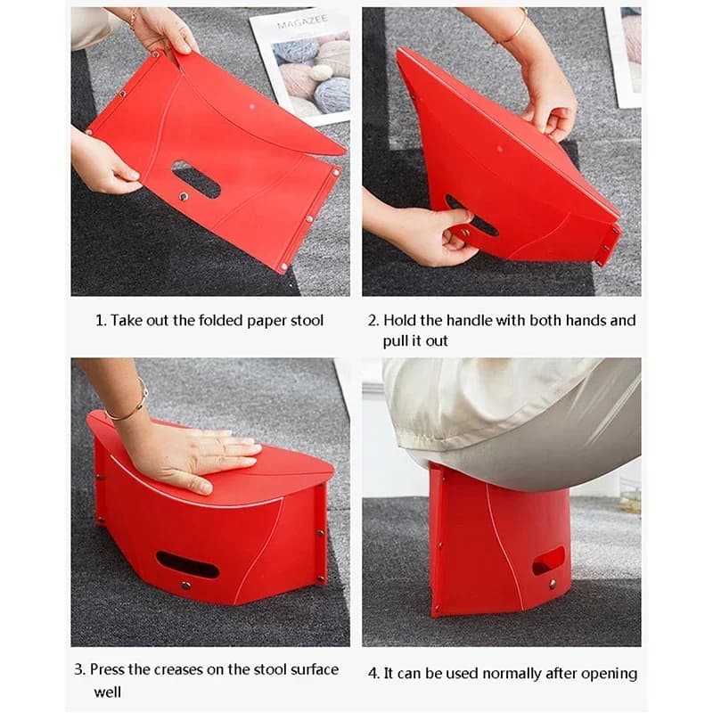 Tabouret pliant portable léger en plastique - Siège de rangement pour camping et pêche