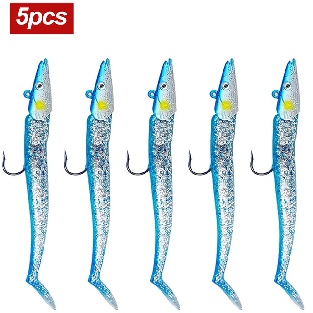 5 Leurres Souples avec Cuillère 10g/11cm - Wobblers Artificiels pour Pêche au Jig