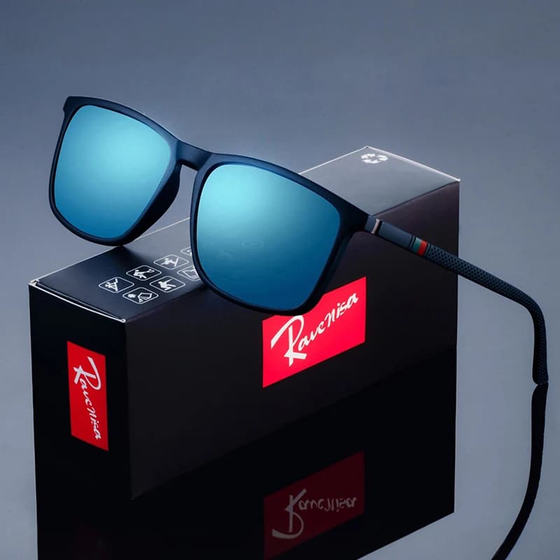 Lunettes de soleil polarisées carrées fashion pêche homme - marque designer luxe conduite UV400