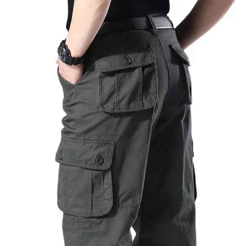 Pantalon cargo coton décontracté homme - Taille élastique grande taille - Multi-poches travail pêche
