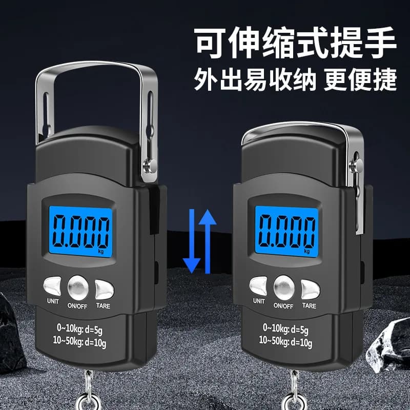 Balance électronique portable avec mètre ruban pour pêche, pesée bagages et colis, pèse jusqu'à 50kg