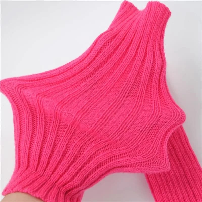 Gants bras longs doigts libres tricotés colorés - Manches chaudes hiver automne acrylique élastique