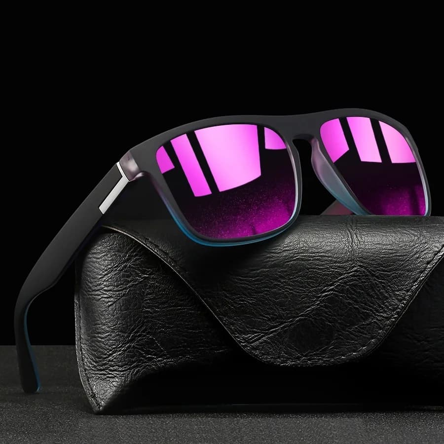 Lunettes carrées classiques 2 paires pêche conduite - Style tendance coloré léger pour activités outdoor homme femme