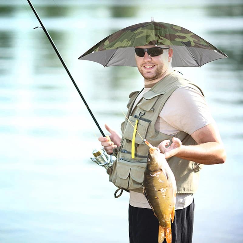Chapeau parapluie pliable pêche imperméable protection solaire portable camping plage