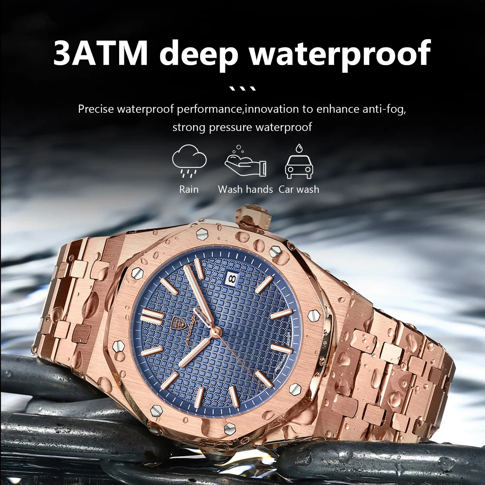 Montre bracelet homme POEDAGAR luxe acier inoxydable étanche date lumineuse quartz affaires élégante