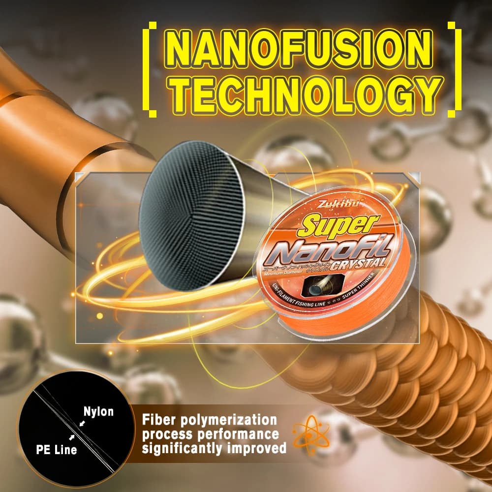 ZUKIBO Nanofil Orange 2025 - Ligne de pêche haute qualité pour moulinets spinning - Testée en laboratoire