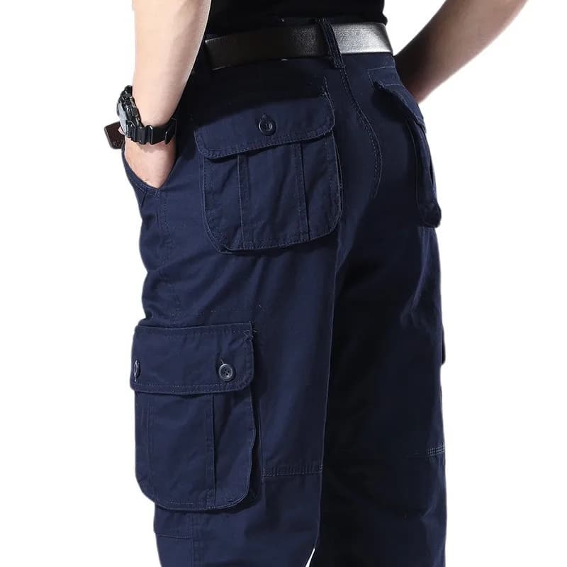 Pantalon cargo militaire homme pêche - Tissu coton multi-poches pour activités extérieures