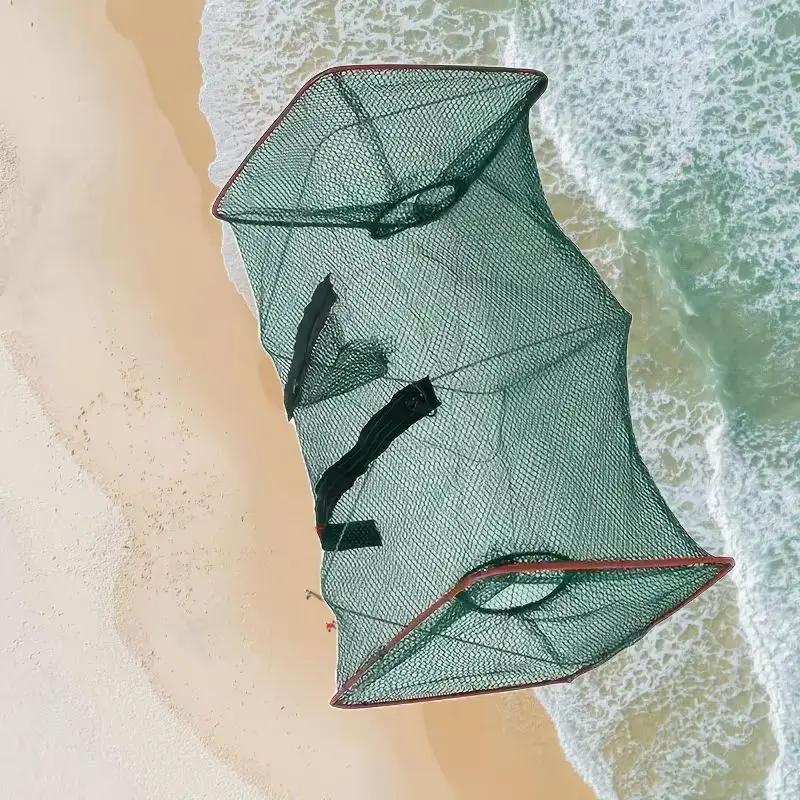 Filet de pêche pliable en nylon - Piège portable pour poissons, crevettes, crabes et anguilles