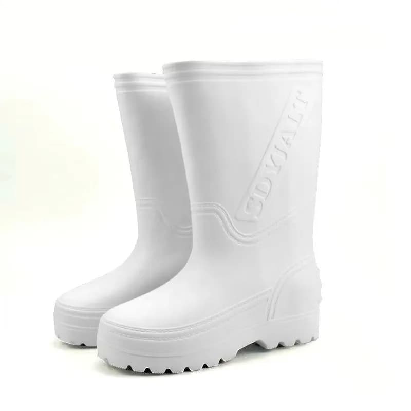 Bottes pluie hautes légères EVA blanc mousse pêche cuisine chaussures aquatiques anti-dérapantes résistantes homme
