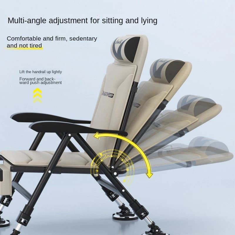 Nouvelle chaise pêche convertible assise/allongée - Set complet pliant multifonction pour pêche sauvage