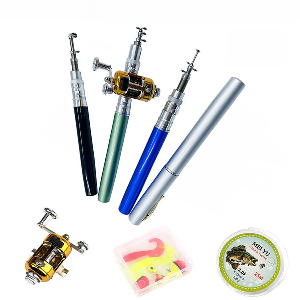 Kit pêche complet canne+moulinet+ligne - Canne télescopique stylo pliable pour pêche nomade et voyage