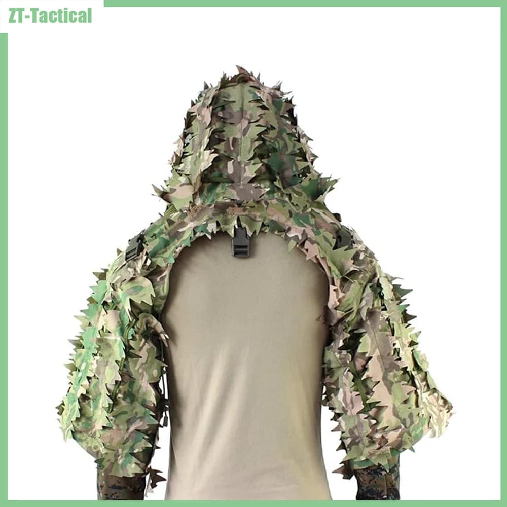 Veste sniper ghillie tactique 3D feuilles - Tenue camouflage airsoft paintball chasse pêche