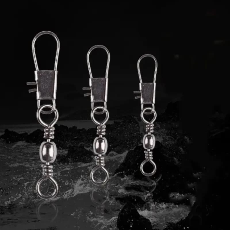 Lot de 100 émerillons à roulement à billes 4 tailles avec clips Fastlock pour accessoires de pêche