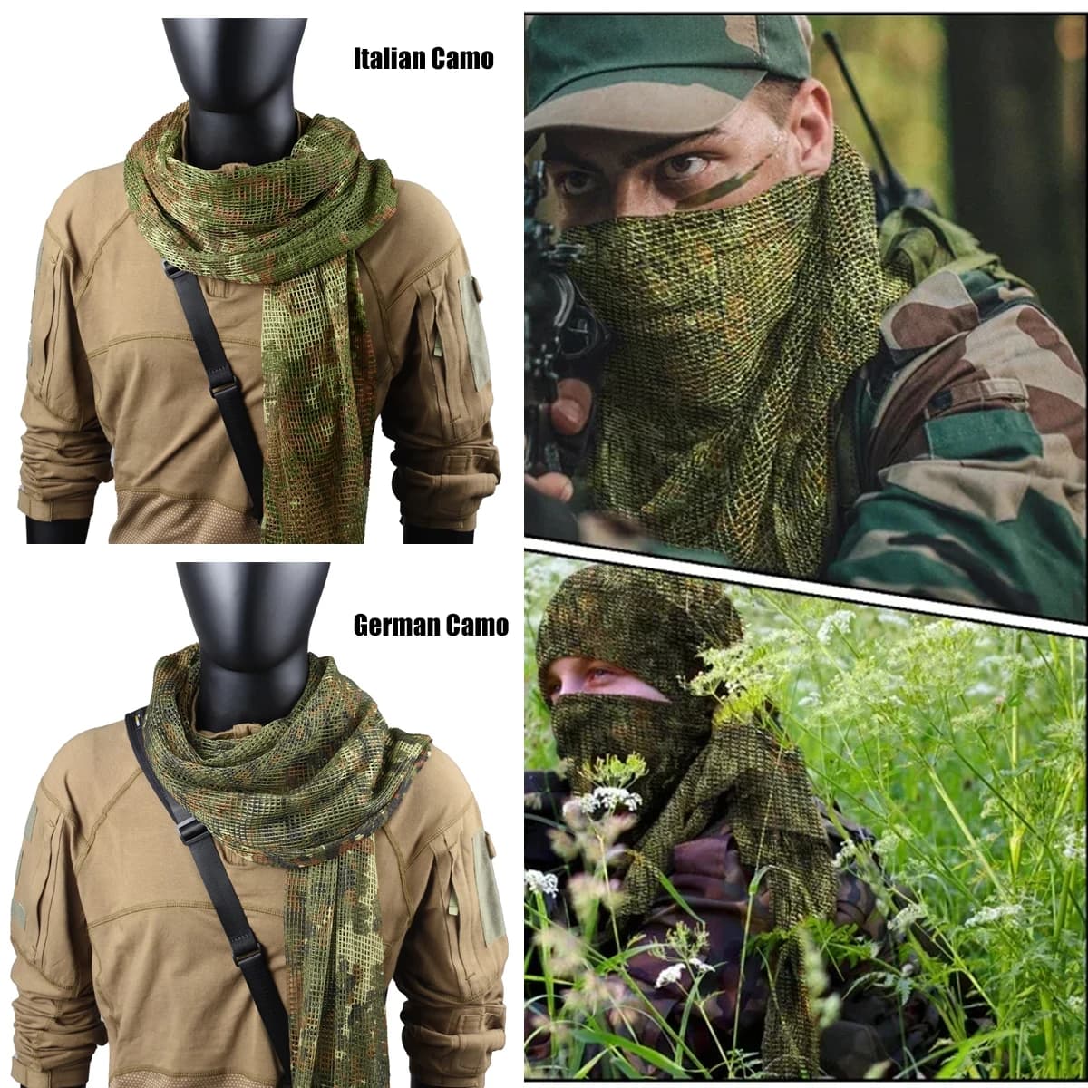 Foulard camouflage mesh respirant - Cache-visage polyvalent pêche randonnée sports outdoor
