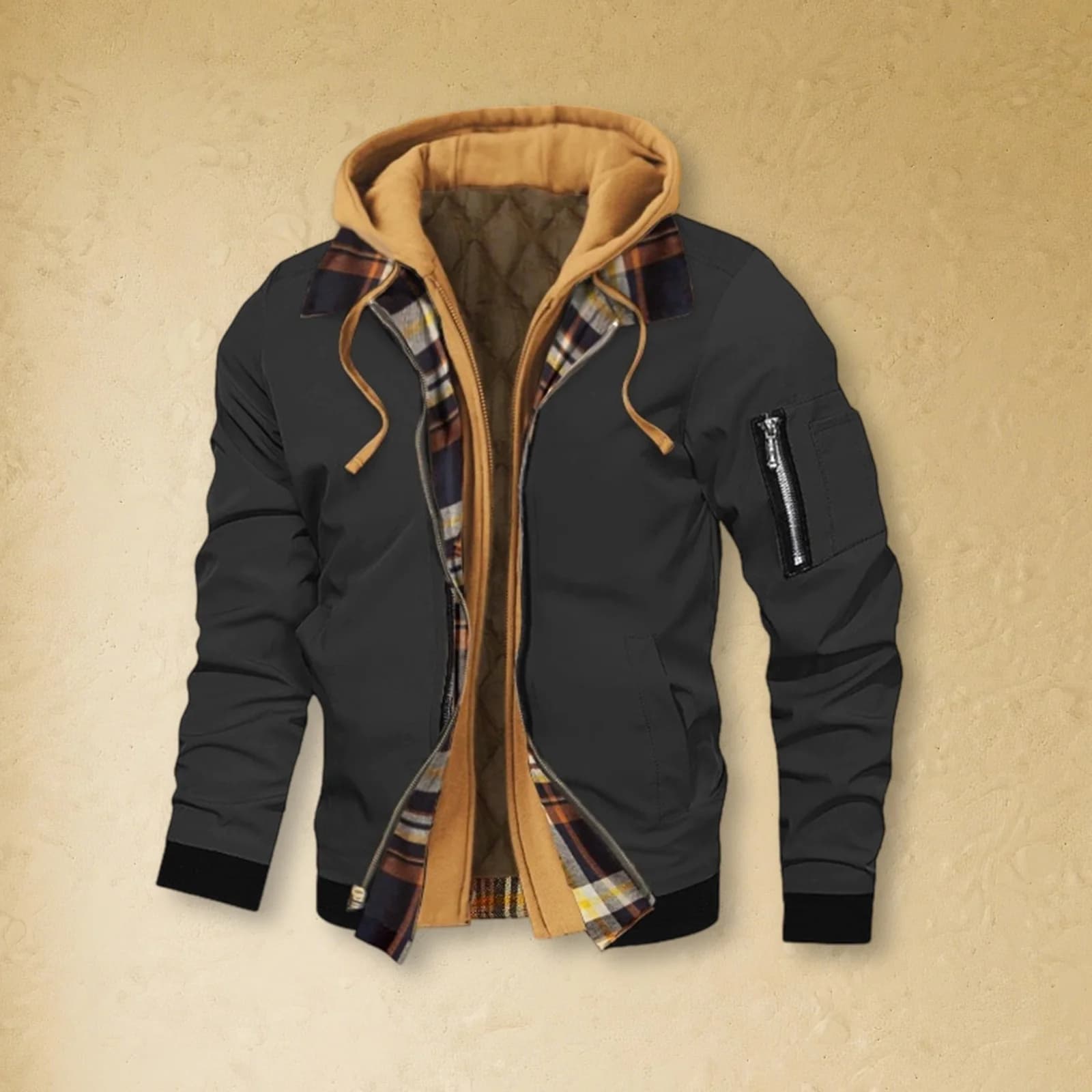 Veste pêche hiver homme fausse deux pièces - Vêtement chaud à fermeture pour pêche froide