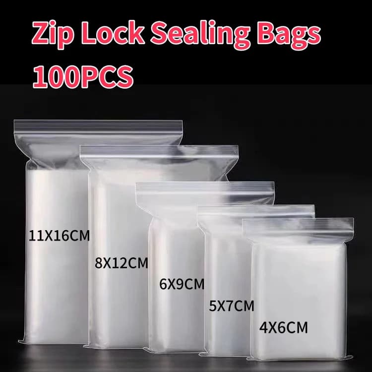 100 sachets zip transparents réutilisables pour conservation alimentaire sous vide - étanches et pratiques