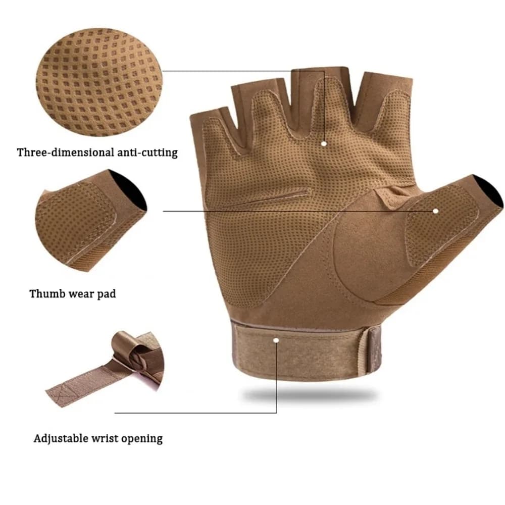 Gants tir tactiques demi-doigts paintball airsoft anti-dérapants pêche vélo protection