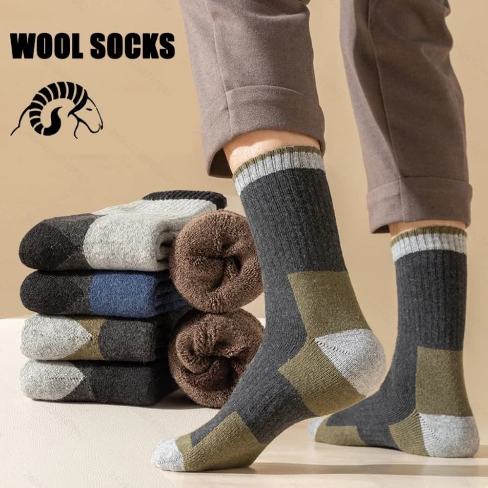 Chaussettes hiver laine mérinos épaisses chaudes respiration randonnée vélo pêche polyvalentes