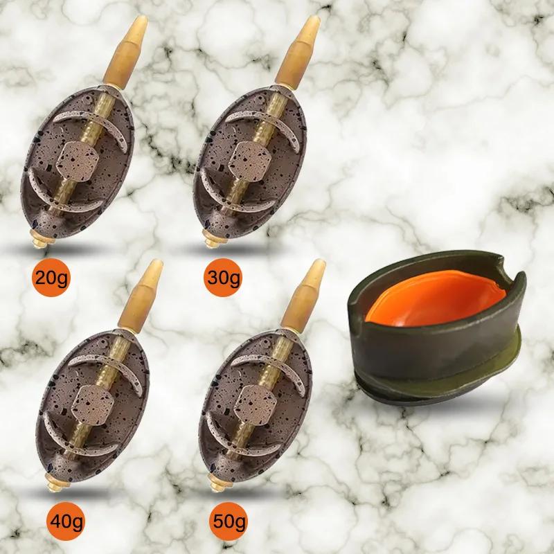 Set 5-en-1 de feeders pour pêche au fond - Poids zinc 4 grammages avec moule à libération rapide