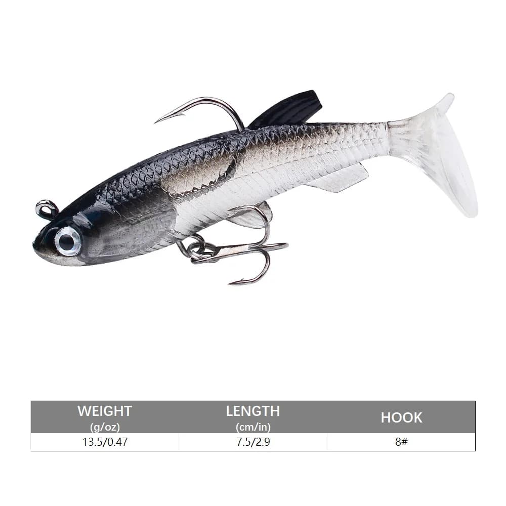 Leurre souple leurre pêche 75mm 85mm appât artificiel nageur coulé queue en T pour brochet perche