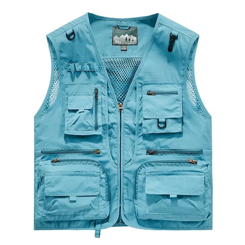 Veste homme été sans manches respirante multipoches pêche photographie extérieur léger