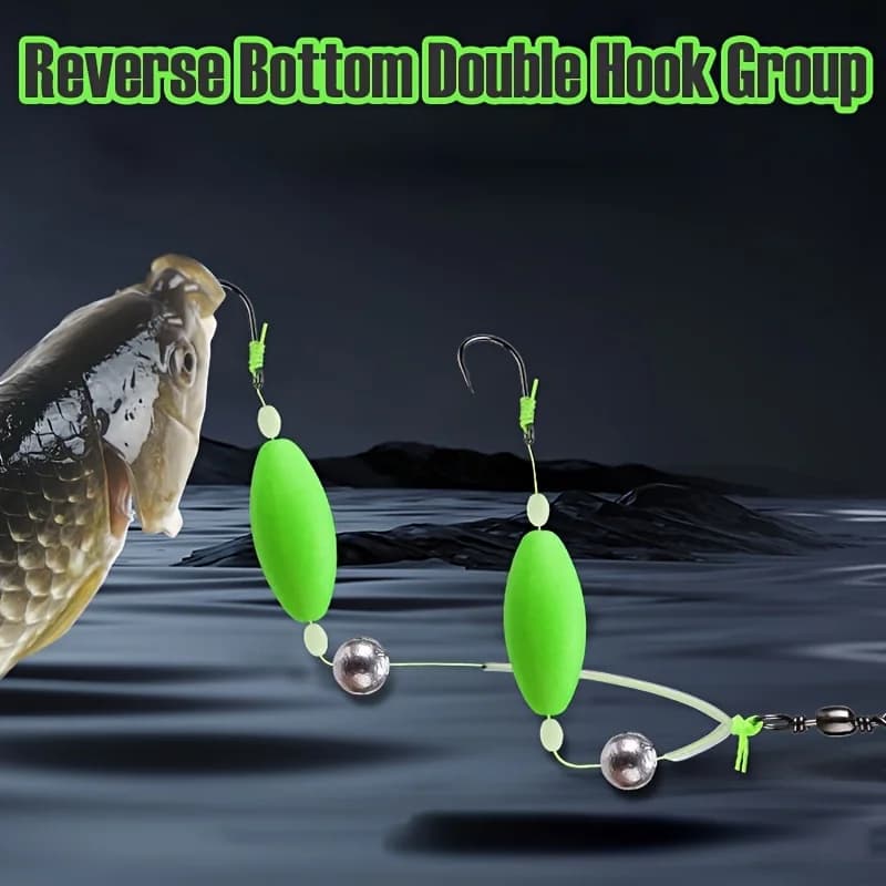 TAKBAS 5 packs reverse off-bottom double hook rig set pêche carpe européenne contourne herbes pierres vase