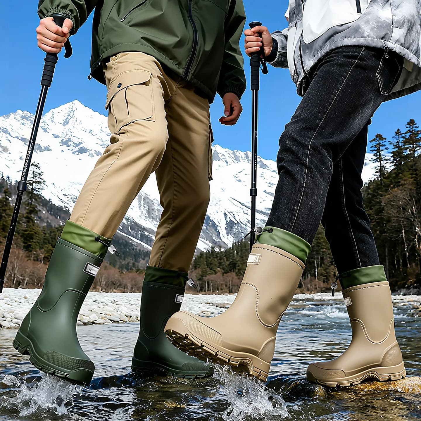 Bottes de pluie mi-mollet PVC unisexe antidérapantes résistantes pêche lavage auto