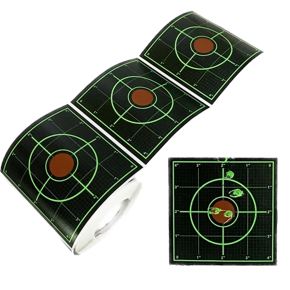 200 cibles papier réactives 10cm à grille noire autocollantes - pour BB, plombs, airsoft, fusil