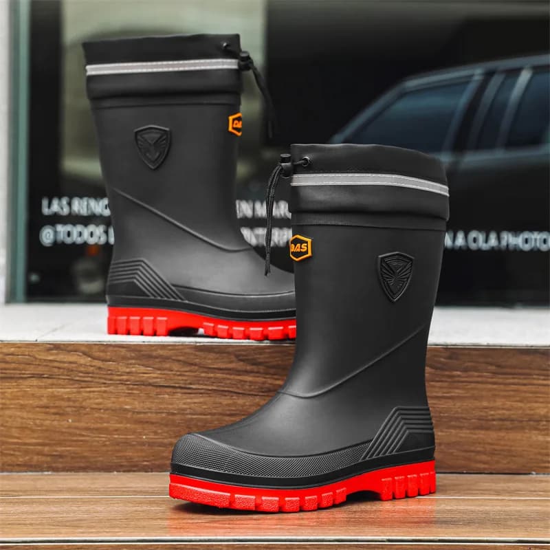 Bottes de pluie homme mi-mollet style allemand semelle épaisse pour pêche décontractée