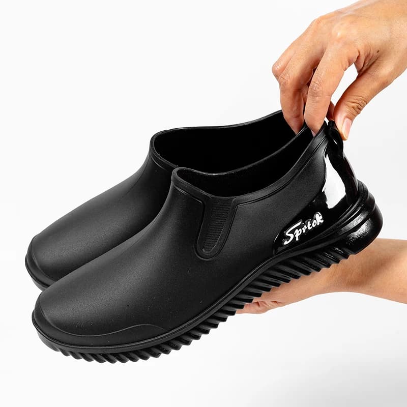 Bottes de pluie cheville homme simples imperméables anti-dérapage robustes pêche travail camping