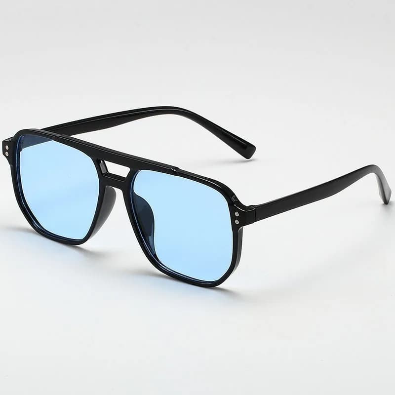 Lunettes de pêche vintage carrées unisexe grandes verres noirs UV400 pour hommes et femmes