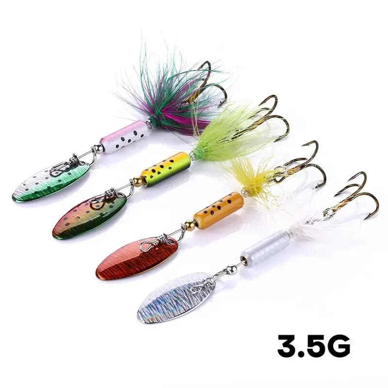 Leurre métal VIB 3.5g avec plumes et paillettes : leurre dur vibrations pour bar et pêche au vif