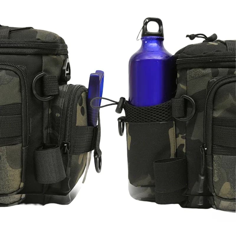 Sac pêche épaule multi-poches renforcé porte-canne rangement appâts matériel pêcheur