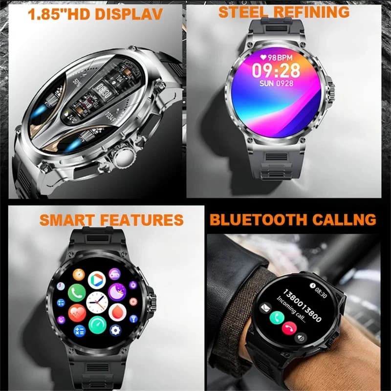 Montre GPS Militaire V69 2025 - Écran 1.85", GPS Intégré, IP68 Étanche 710mAh pour Hommes Sportifs