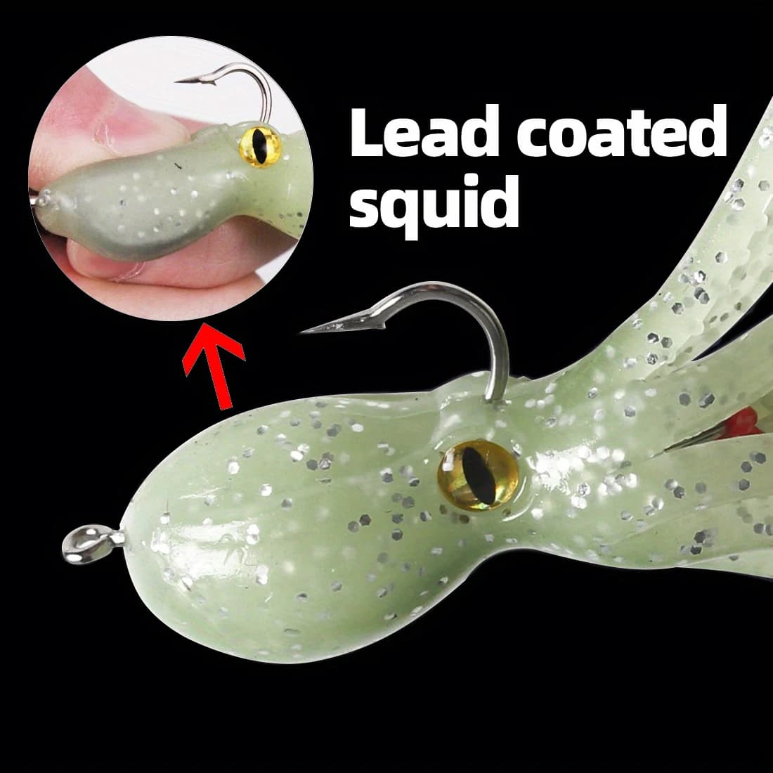 Leurre souple calmar lumineux ANFS avec jig plombé - Appât pour trolling saumon, truite, bass