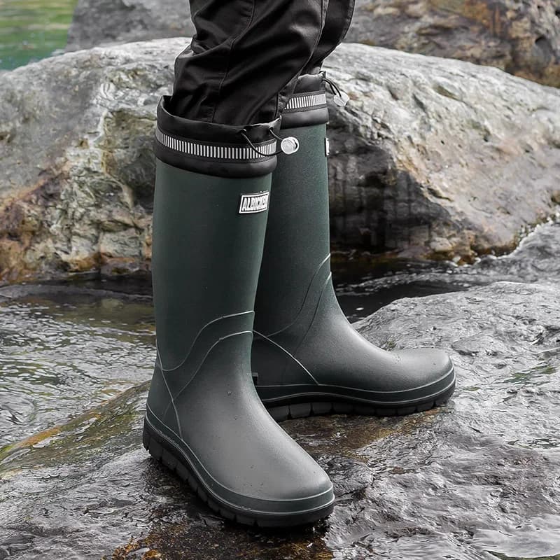 Bottes de pluie militaire homme lacets vertes antidérapantes pour pêche style coréen