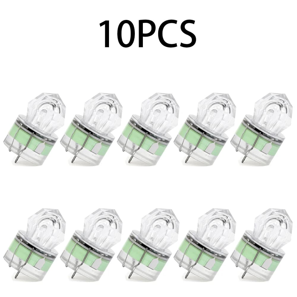 Lot de 10 lampes LED de pêche sous-marine lumineuses - Leurres lumineux colorés pour pêche en mer profonde