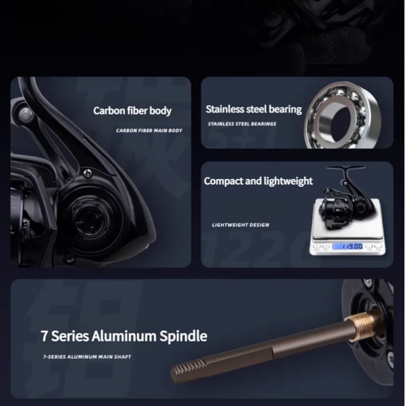Moulinet micro carbone Mavllos S2 119g ultra-léger anti-rouille - Pêche légère