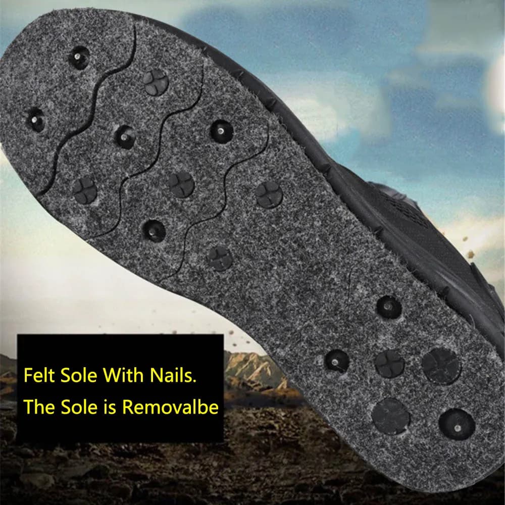 Semelles feutre avec clous pour chaussures de pêche - Semelles amovibles anti-dérapantes tailles 39 à 45 pour pêche sur rochers