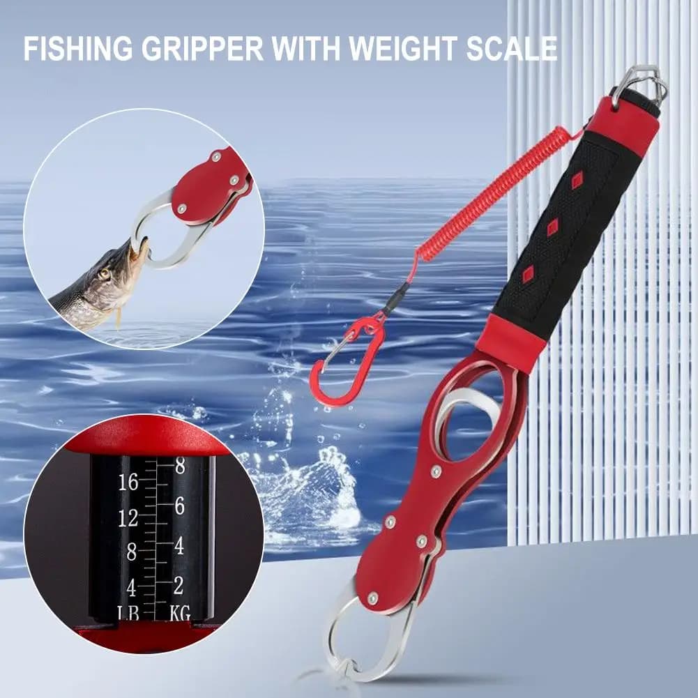 Balance pêche digitale avec pince grippante alliage aluminium léger pour pesée précise capture et remise à l'eau