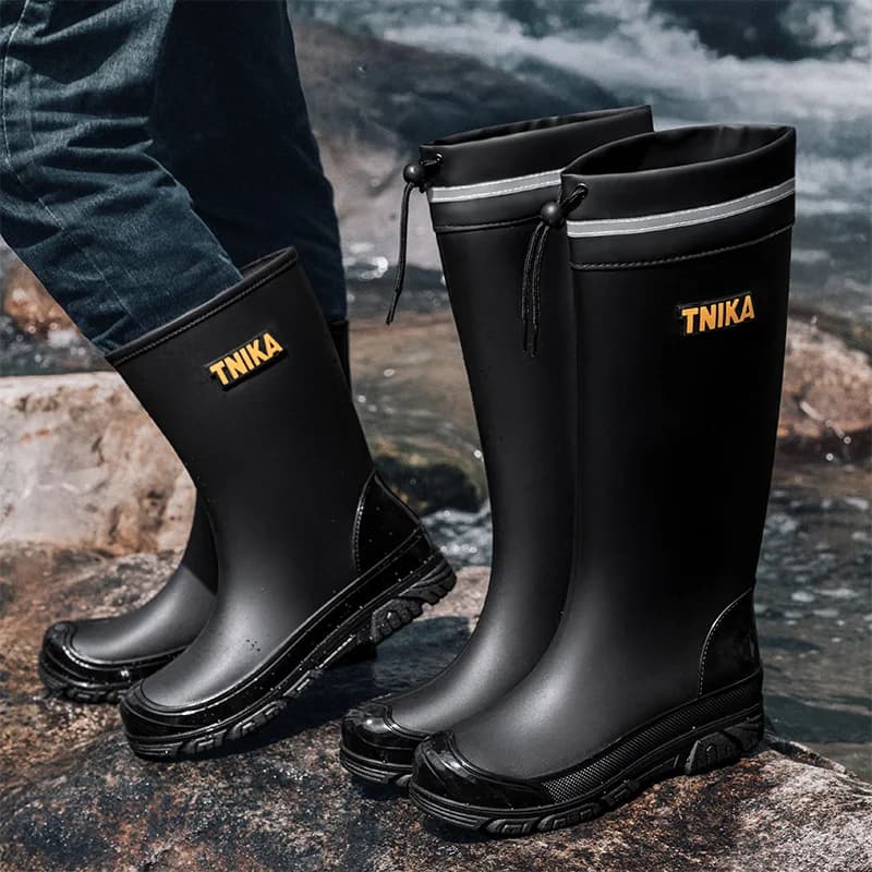 Bottes de pluie hautes homme anti-dérapage imperméables pêche vadrouille élastique montagne