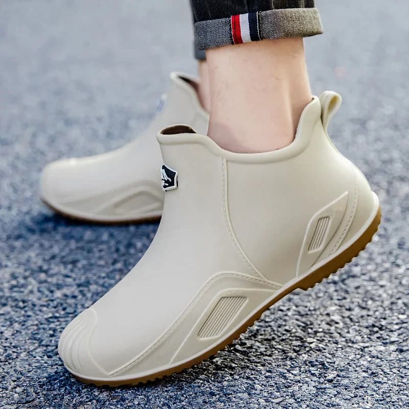Bottes pluie homme courtes tube légères anti-dérapantes cuisine caoutchouc pêche résistantes