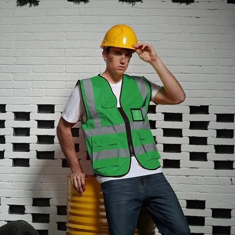 Gilet sécurité haute visibilité personnalisable logo gratuit bandes réfléchissantes travail extérieur pêche